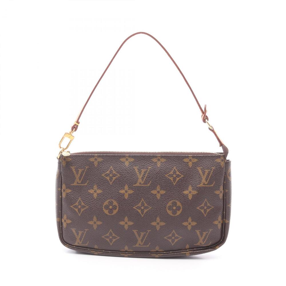Louis Vuitton Pochette Accessoires Handbag Canvas Leather Monogram Brown